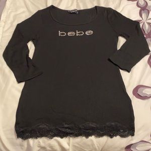Like New! Bebe bling Swarovski crystal lace top